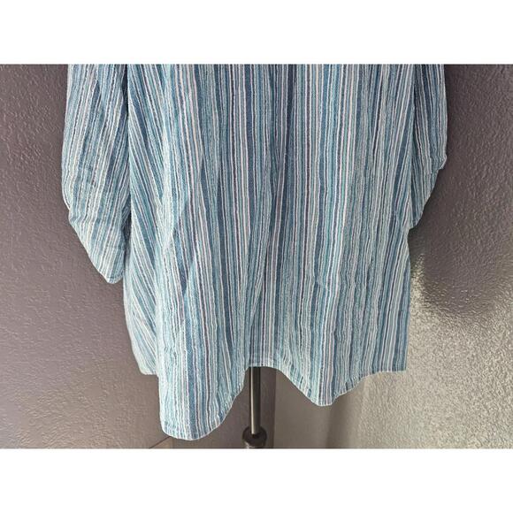 Women's Catherines Striped Blouse Size 4X Muticolor 3/4 Sleeves Pullover V Neck - Picture 10 of 12